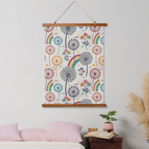 Tapisserie Suspendue Arc-en-ciel Fantaisiste et Pissenlits Botaniques