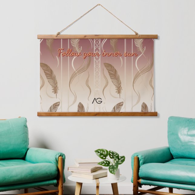Tapisserie Suspendue Aria Grace Desert Feather Minimal Folk Pattern (Salon)