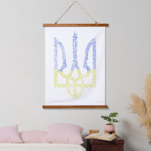 Tapisserie Suspendue Armoiries de l'Ukraine trident motif de la spirale
