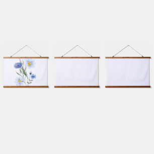 Tapisserie Suspendue Art aquarelle florale bleue Élégantes fleurs sau