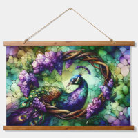 Art de couronne florale de paon en verre coloré