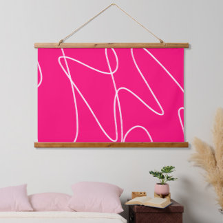 Tapisserie Suspendue Art de ligne rose chaud