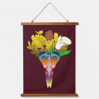 Tapisserie Suspendue Art Deco Vase with Golden Flowers