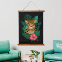 Art Floral Jungle Leopard élégant | Noir vert
