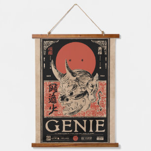 Tapisserie Suspendue Art Masque Oni Japonais   Wabi Sabi Genie Design