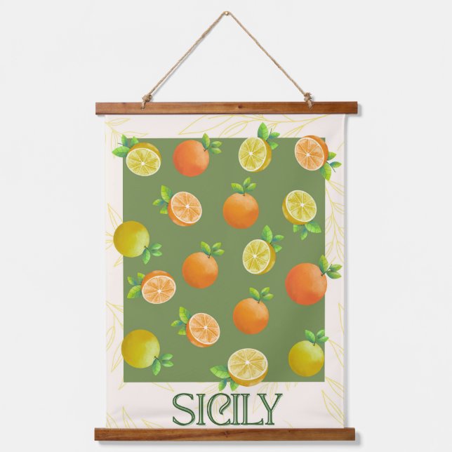 Tapisserie Suspendue Art Mur Citrus Sicile | Orange et citron italiens (Recto)