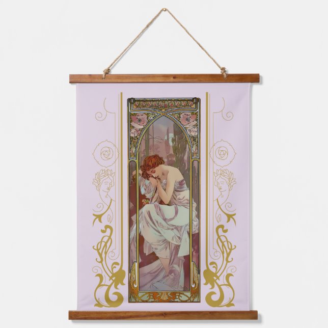 Tapisserie Suspendue Art Noveau Alphonse Mucha Night's Reest (Recto)