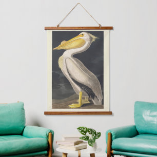 Tapisserie Suspendue Art Vintage Audubon Pélican Blanc d'Amérique
