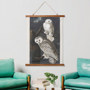 Tapisserie Suspendue Art vintage de l'oiseau de nuit Hibou blanc d'Audu