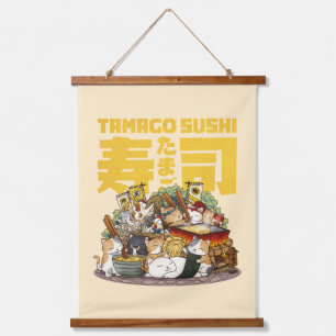 Tapisserie Suspendue Atelier de sushi Tamago Chats Whimsical
