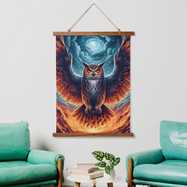 Tapisserie Suspendue Au-dessus et au-dessous - Wise Owl Art (Salon)