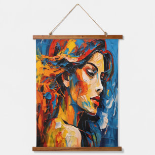Tapisserie Suspendue Audacieuse expressionniste Portrait féminin Art Ab
