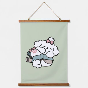 Tapisserie Suspendue Avant le coucher avec ma chienne - Livre et Amoure