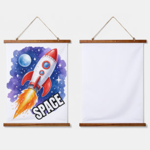 Tapisserie Suspendue Aventure de fusée spatiale – Fusée aquarelle