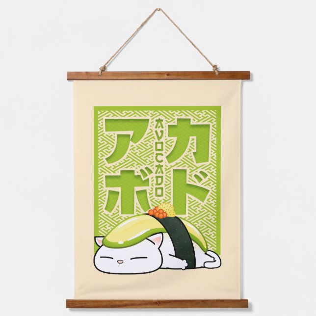 Tapisserie Suspendue Avocado Sushi Cat (Recto)