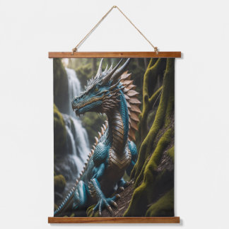 Tapisserie Suspendue Azure Guardian Enchanted Falls Dragon Imaginaire