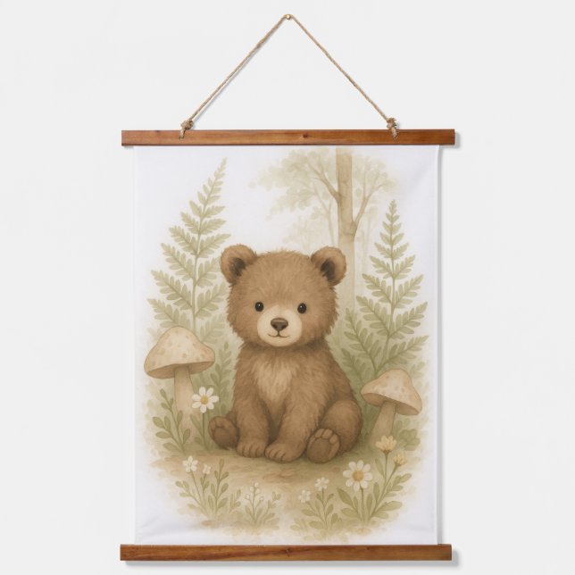 Tapisserie Suspendue Baby Bear Woodland Animal Nursery Chambres pour bé (Recto)