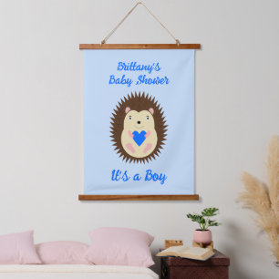 Tapisserie Suspendue Baby Boy Blue Heart Hérisson Baby Shower
