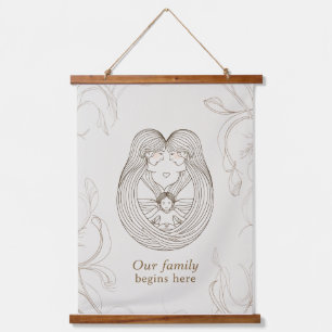 Tapisserie Suspendue Baby shower pour deux mamans