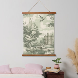 Tapisserie Suspendue Ballon à Air Chaud Toile de Campagne Verte (7)