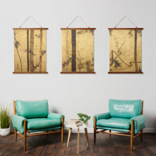 Tapisserie Suspendue Bambou et palmier japonais par Ogata Kōrin