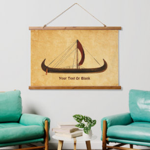 Tapisserie Suspendue Bateau viking à voile rouge