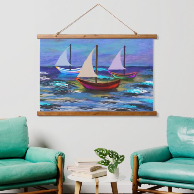 Tapisserie Suspendue Bateaux en mer (Salon)