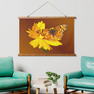 Tapisserie Suspendue Beau Papillon orange naturel