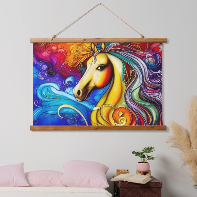 Tapisserie Suspendue Beau Rainbow Horse Portrait (Chambre à coucher)