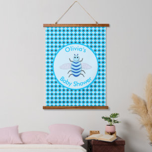 Tapisserie Suspendue Bébé Bleu mignon Bee Bee Baby shower personnalisé