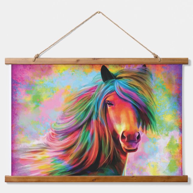 Tapisserie Suspendue Belle aquarelle Rainbow Horse (Devant)