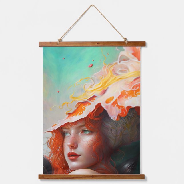 Tapisserie Suspendue Belle artiste Abstraite Red Haired Ginger Girl (Recto)