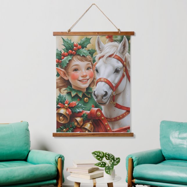 Tapisserie Suspendue Bells Holly and Horse Christmas Elf (Salon)