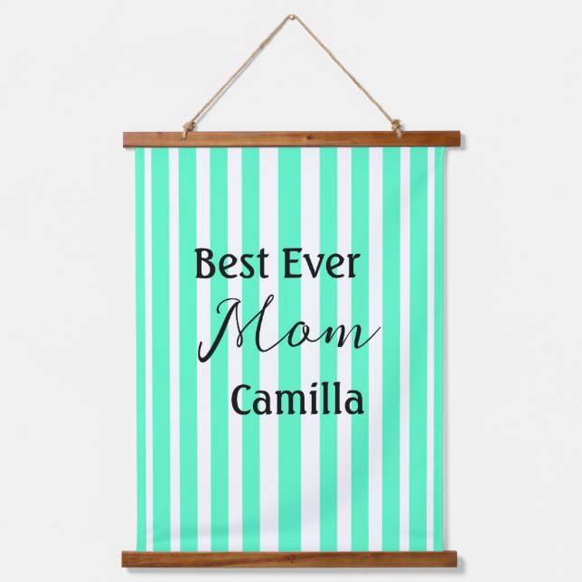 Tapisserie Suspendue Best ever mom green stripped pattern pastel neon  (Recto)