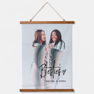 Tapisserie Suspendue Besties modernes Photo Heart Script Best Friends