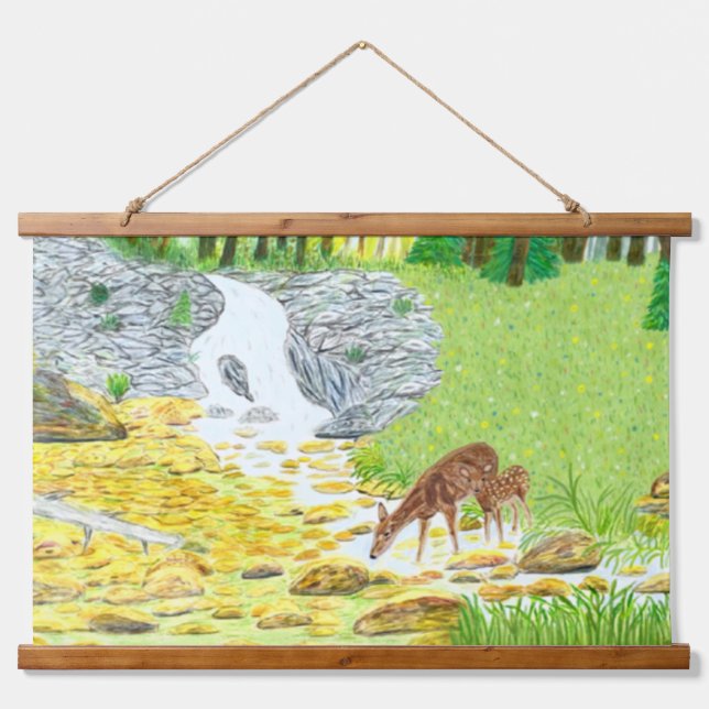 Tapisserie Suspendue Biche et faon (Devant)
