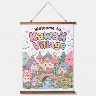Tapisserie Suspendue Bienvenue à Kawaii Village