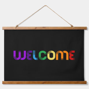 Tapisserie Suspendue Bienvenue drapeau arc-en-ciel LGBT