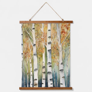 Tapisserie Suspendue Birch Bois Arbres Automne Chute Thanksgiving Orang