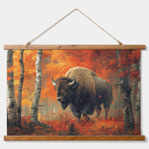 Tapisserie Suspendue Bison dans l'artisanat boisé d'automne