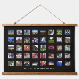 Tapisserie Suspendue Black 40th Birthday Photo Collage Tapestry Print