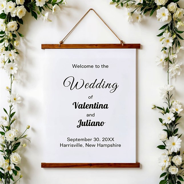 Tapisserie Suspendue Black and White Wedding Hanging Tapestry (Typography style black and white wedding hanging tapestry)