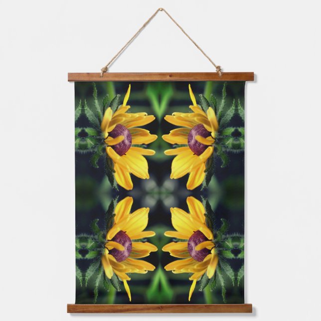Tapisserie Suspendue Black Eyed Susan Flower Unfolding Abstract     (Recto)