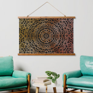 Tapisserie Suspendue Black Mandala Elegant Trippy Psychedelic Hippie