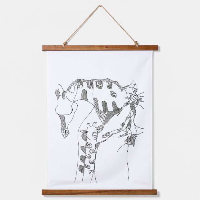 Tapisserie Suspendue Black & white abstract stick  tapestries (Recto)