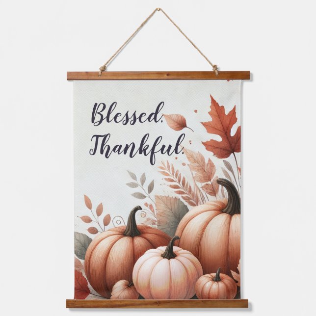 Tapisserie Suspendue Blessed Thankful Fall Tapestry - Customizable (Recto)