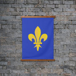 Tapisserie suspendue Bleu Roi avec Fleur de Lys Or<br><div class="desc">Une élégante tapisserie suspendue avec une Fleur de Lys couleur or sur un arrière-plan bleu roi,  symbole de la royauté. Pour une décoration de maison ou de bureau !</div>