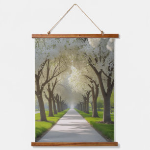 Tapisserie Suspendue "Blossom Archway - White Flower Tree Tunnel Wall