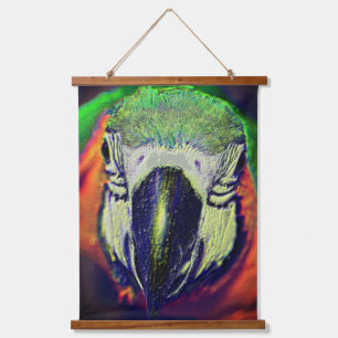 Tapisserie Suspendue Blue Gold Macaw Face Parrot Imaginaire Art