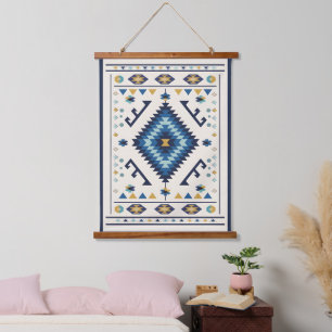 Tapisserie Suspendue Blue Horizon Nomad – Diamant Tribal Minimaliste